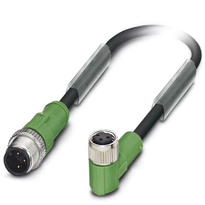 SAC-3P-M12MS/ 0,6-170/M 8FR    Sensor/actuator cable, 3-pos., PUR halogen-free black, straight M12 c