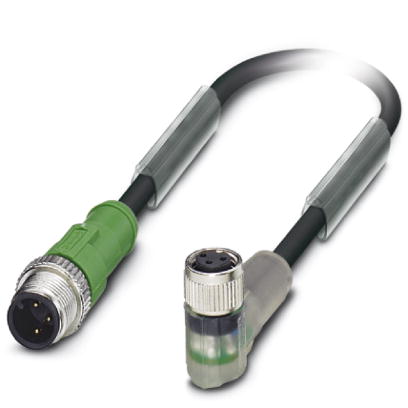 SAC-3P-M12MS/0,3-PUR/M 8FR-2L    Sensor/actuator cable, 3-pos., PUR halogen-free black, straight M12
