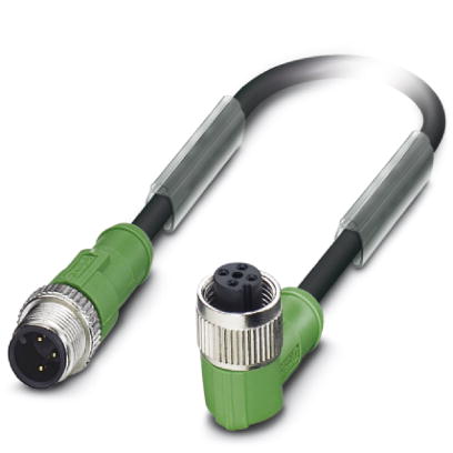SAC-3P-M12MS/ 3,0-PUR/M12FR B    Sensor/actuator cable, 3-pos., PUR halogen-free black, straight M12
