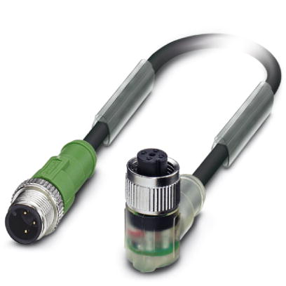 SAC-3P-M12MS/0,3-PUR/M12FR-2LB    Sensor/actuator cable, 3-pos., PUR halogen-free black, straight M1