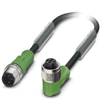 SAC-3P-M12MS/ 0,3-PUR/M12FR    Sensor/actuator cable, 3-pos., PUR halogen-free black, straight M12 p