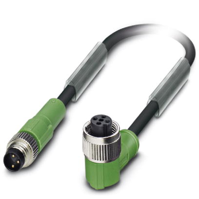 SAC-3P-M 8MS/ 5,0-PUR/M12FR    Sensor/actuator cable, 3-pos., PUR halogen-free, black, straight M8 p