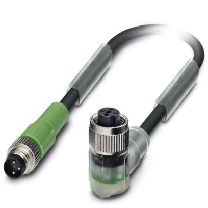 SAC-3P-M 8MS/ 0,3-PUR/M12FR-2L    Sensor/actuator cable, 3-pos., PUR halogen-free black, straight M8
