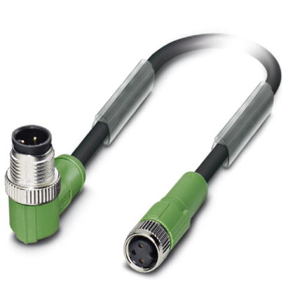 SAC-3P-M12MR/5,0-PUR/M 8FS    Sensor/actuator cable, 3-pos., PUR halogen-free black, angled M12 plug