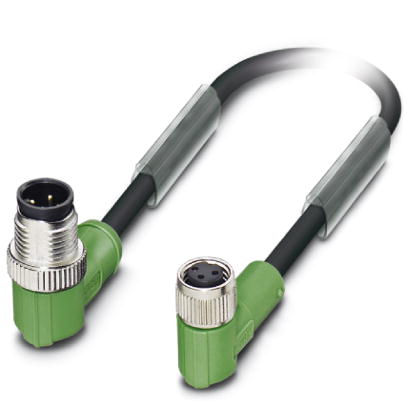 SAC-3P-M12MR/0,3-PUR/M 8FR    Sensor/actuator cable, 3-pos., PUR halogen-free black, angled M12 plug