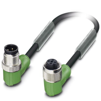 SAC-3P-M12MR/0,3-PUR/M12FR B    Sensor/actuator cable, 3-pos., PUR halogen-free black, angled M12 pl