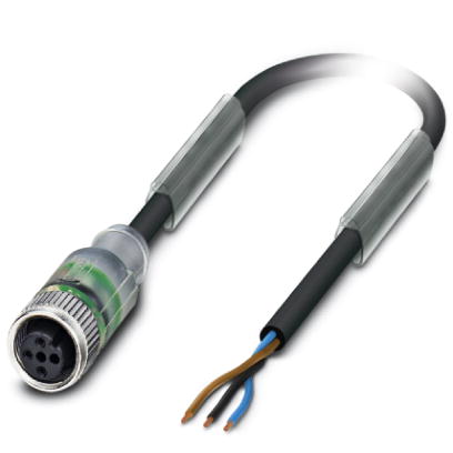SAC-3P- 5,0-PVC/M12FS-2L    Sensor/actuator cable, 3-pos., PVC black, free conductor end on M12 stra