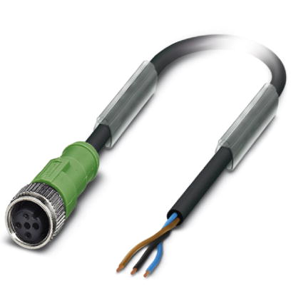 SAC-3P- 5,0-280/M12FS BK    Sensor-/Aktor-Kabel, 3-polig, PUR halogenfrei grau, freies Leitungsende