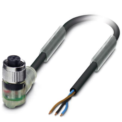 SAC-3P- 1,5-PUR/M12FR-2L B    Sensor/actuator cable, 3-pos., PUR halogen-free black, free conductor