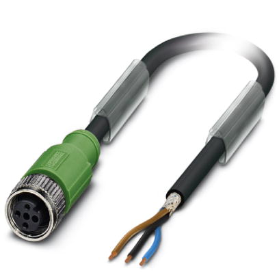 SAC-3P-10,0-PUR/M12FS SH    Sensor/actuator cable, 3-pos., PUR halogen-free black, shielded, free co