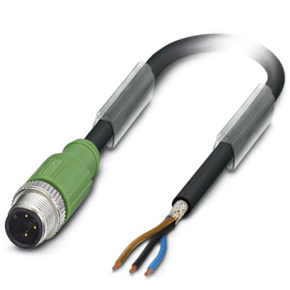 SAC-3P-M12MS/10,0-PUR SH    Sensor/actuator cable, 3-pos., PUR halogen-free black, shielded, straigh