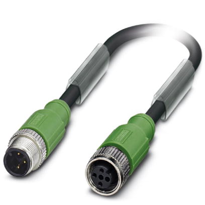 SAC-3P-M12MS/ 0,3-PUR/M12FS SH    Sensor/actuator cable, 3-pos., PUR halogen-free black, shielded, s