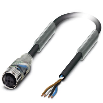 SAC-4P-10,0-PUR/M12FS-3L    Sensor/actuator cable, 4-pos., PUR halogen-free black, free conductor en