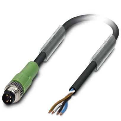 SAC-4P-M 8MS/1,5-PUR    Sensor/actuator cable, 4-pos., PUR halogen-free black, straight M8 plug on f
