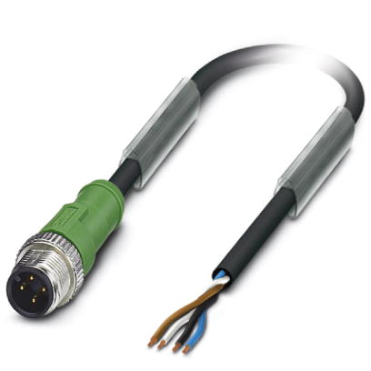 SAC-4P-M12MS/ 0,3-PUR    Sensor/actuator cable, 4-pos., PUR halogen-free black, straight M12 connect