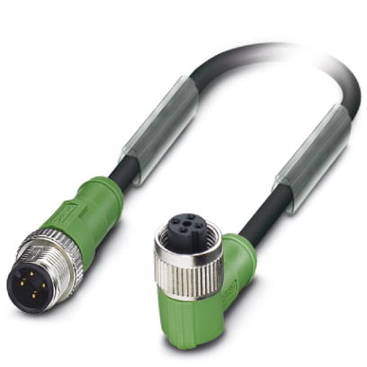 SAC-4P-M12MS/ 7,0-PUR/M12FR    Sensor/actuator cable, straight plug M12 on angled socket M12, 4-pos.