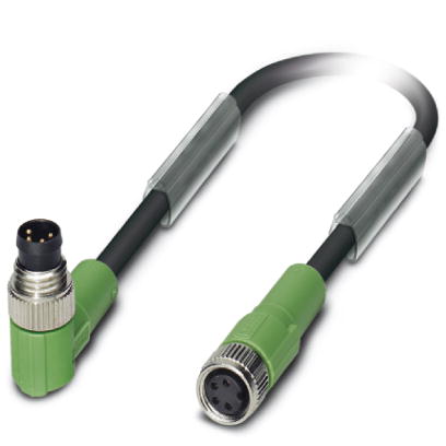 SAC-4P-M 8MR/0,3-PUR/M 8FS    Sensor/actuator cable, 4-pos., PUR halogen-free black, angled M8 plug,
