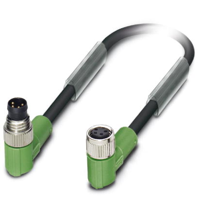 SAC-4P-M 8MR/0,3-PUR/M 8FR    Sensor/actuator cable, 4-pos., PUR halogen-free black, angled M8 plug,