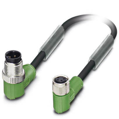 SAC-4P-M12MR/0,3-PUR/M 8FR    Sensor/actuator cable, 4-pos., PUR halogen-free black, angled M12 plug