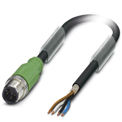 SAC-4P-M12MS/15,0-PUR SH    Sensor/actuator cable, 4-pos., PUR halogen-free black, shielded, straigh
