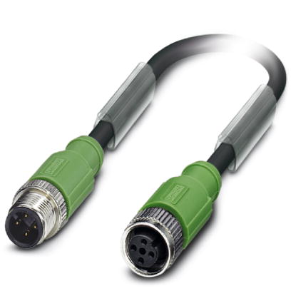 SAC-4P-M12MS/ 0,3-PUR/M12FS SH    Sensor/actuator cable, 4-pos., PUR halogen-free black, shielded, s
