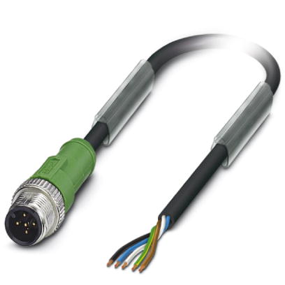 SAC-5P-M12MS/0,2-PUR    Sensor/actuator cable, 5-pos., PUR halogen-free black, straight M12 connecto