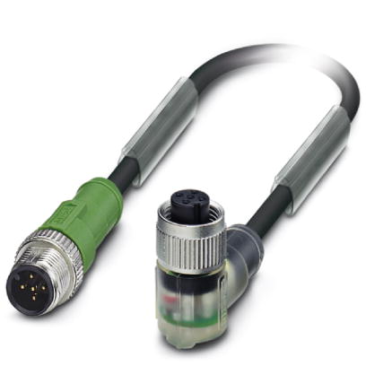 SAC-5P-M12MS/0,3-PUR/M12FR-3L    Sensor/actuator cable, 5-pos., PUR halogen-free black, straight M12