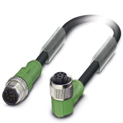 SAC-8P-M12MS/ 0,3-PUR/M12FR    Sensor/actuator cable, 8-pos., PUR halogen-free black, straight M12 p