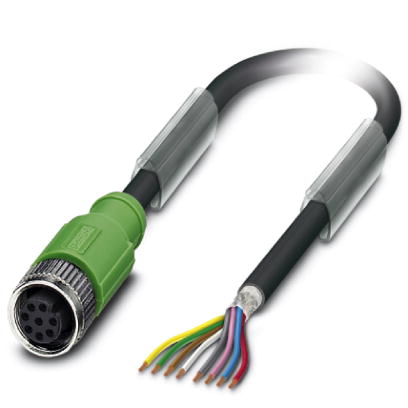 SAC-8P-10,0-PUR/M12FS SH VA    Sensor/actuator cable, 8-pos., PUR halogen-free black, shielded, free