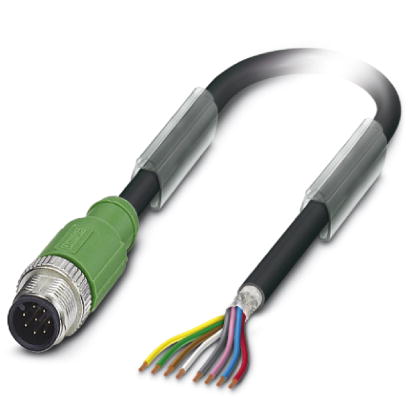 SAC-8P-M12MS/ 1,5-PUR SH    Sensor/actuator cable, 8-pos., PUR halogen-free black, shielded, straigh