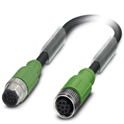 SAC-8P-M12MS/ 0,3-PUR/M12FS SH    Sensor/actuator cable, 8-pos., PUR halogen-free black, shielded, s