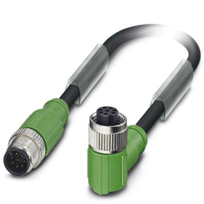 SAC-8P-M12MS/ 0,3-PUR/M12FR SH    Sensor/actuator cable, 8-pos., PUR halogen-free black, shielded, s