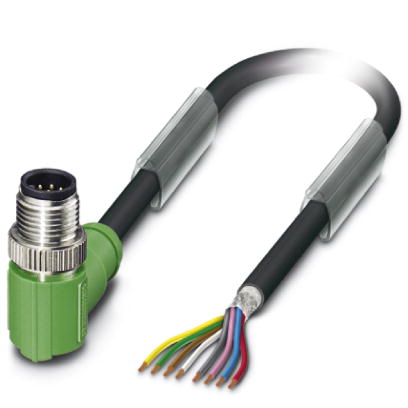 SAC-8P-M12MR/ 5,0-PUR SH    Sensor/actuator cable, 8-pos., PUR halogen-free black, shielded, angled