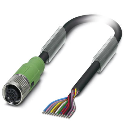 SAC-12P- 1,5-PUR/FS SCO    Sensor/actuator cable, 17-pos., PUR halogen-free black, straight M12 SPEE