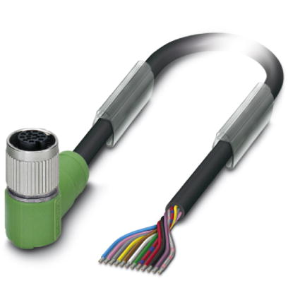 SAC-12P- 1,5-PUR/FR SCO    Sensor/actuator cable, 12-pos., PUR halogen-free black, angled M12 SPEEDC