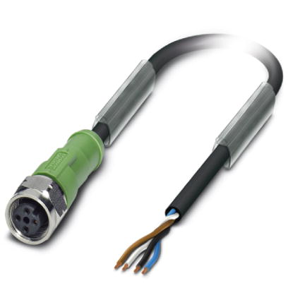 SAC-4P-10,0-PUR/M12FS VA    Sensor/actuator cable, 4-pos., PUR/PVC black, M12 straight socket on fre