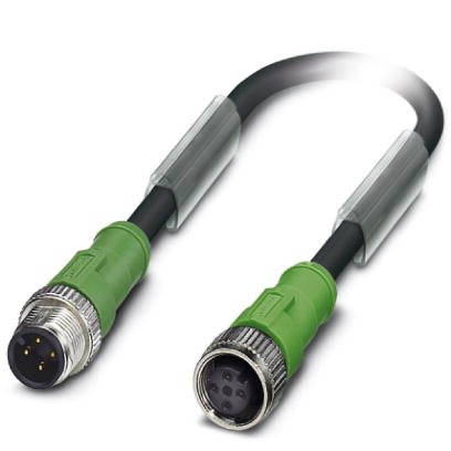 SAC-4P-M12MS/ 0,3-186/M12FS    Power cable, 4-pos., PUR/PVC black, straight connector M12 on straigh