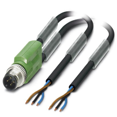 SAC-3P-M12Y/2X1,5-PUR    Sensor/actuator cable, 3-pos., PUR halogen-free black, straight M12 Y-plug,