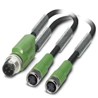 SAC-3P-M12Y/2X0,3-PUR/M 8FS    Sensor/actuator cable, 3-pos., PUR halogen-free black, straight M12 Y