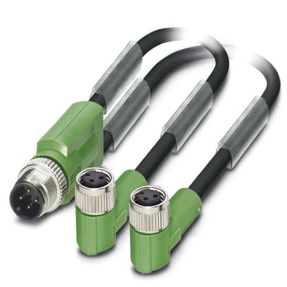 SAC-3P-M12Y/2X0,3-PUR/M 8FR    Sensor/actuator cable, 3-pos., PUR halogen-free black, straight M12 Y