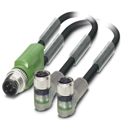 SAC-3P-M12Y/2X0,3-PUR/M 8FR-2L    Sensor/actuator cable, 3-pos., PUR halogen-free black, straight M1