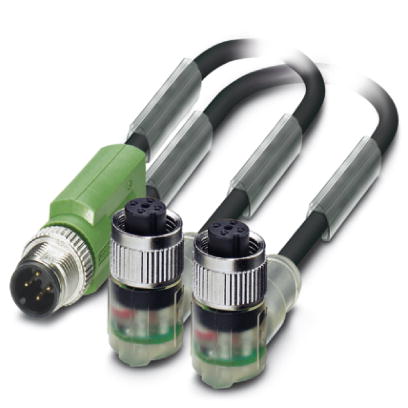 SAC-3P-M12Y/2X3,0-PUR/M12FR2LB    Sensor/actuator cable, 3-pos., PUR halogen-free black, straight M1