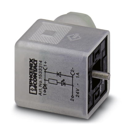 SACC-V-3CON-PG9/A-PFL 12/24    Valve connector, 3-pos., type A, 1 LED, with protective circuit, scre