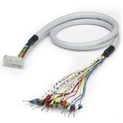 CABLE-FLK16/OE/0,14/ 2,0M    Round cable assembled with a 16-pos. socket strip and an open end. On the open end, the wires are labeled with 1 to 16 an