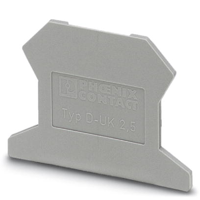 D-UK 2,5    End cover for modular terminal blocks, Length: 37.6 mm, Width: 1.5 mm, Height: 30.7 mm, Color: gray