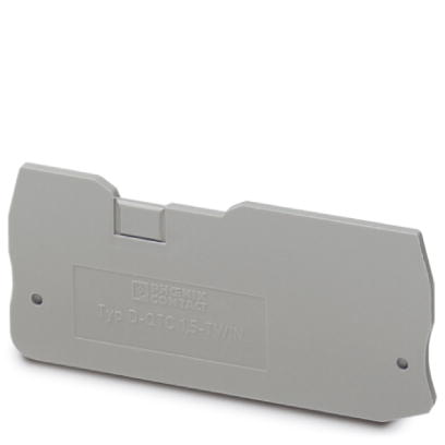 D-QTC 1,5-TWIN    End cover for modular terminal blocks, Length: 76.4 mm, Width: 2.2 mm, Height: 39.3 mm, Color: gray
