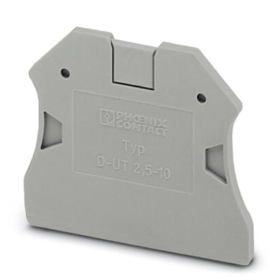 D-UT 2,5/10    End cover for modular terminal blocks, Length: 47.7 mm, Width: 2.2 mm, Height: 48.4 mm, Color: gray