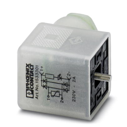 SACC-V-3CON-PG9/A-GVL 200/240    Valve connector, 3-pos., type A, 1 LED, with protective circuit and