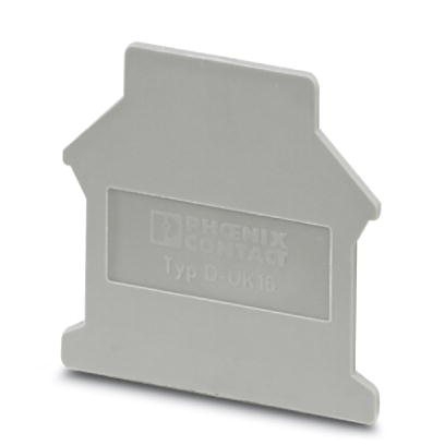 D-UK 16    End cover for modular terminal blocks, Length: 42.5 mm, Width: 1.5 mm, Height: 54 mm, Color: gray
