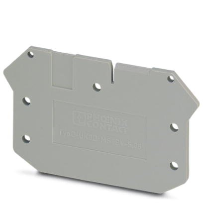 D-UK3D-MSTBV-5,08    End cover for modular terminal blocks, Length: 60 mm, Width: 2 mm, Height: 49.5 mm, Color: gray